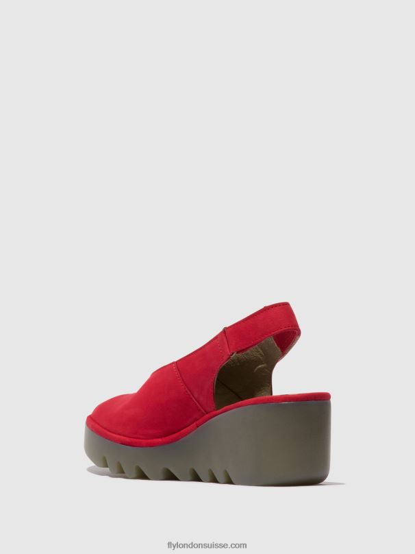 860NR580 sandales à bride arrière baye386 Fly London rouge à lèvres rouge femmes