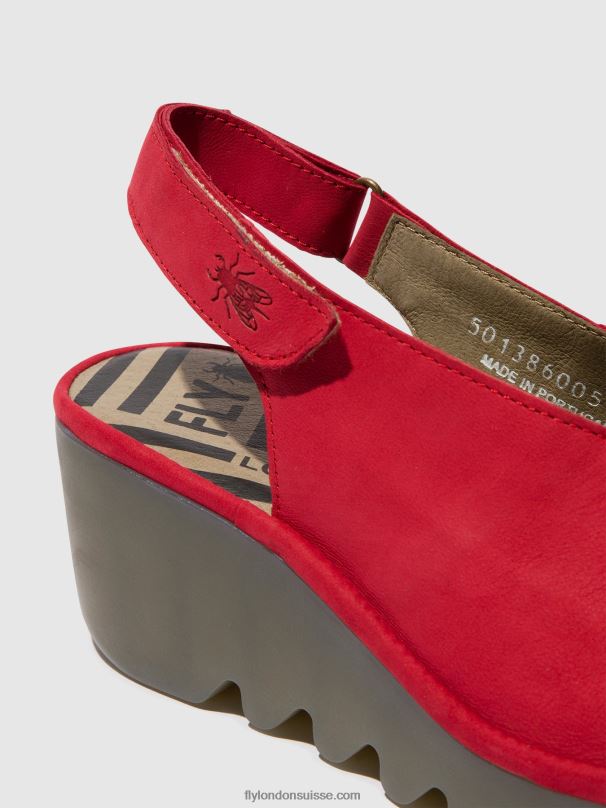 860NR580 sandales à bride arrière baye386 Fly London rouge à lèvres rouge femmes
