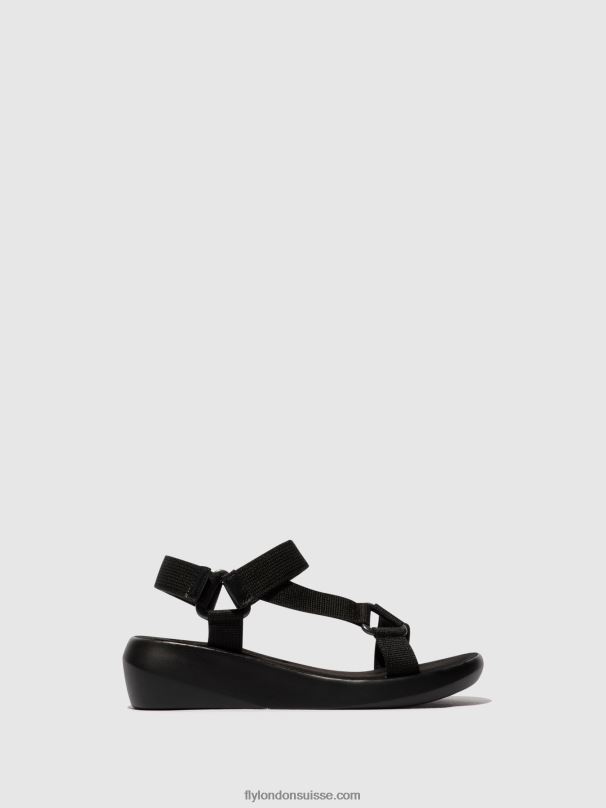 860NR581 sandales à bride en T brek840 Fly London noir femmes