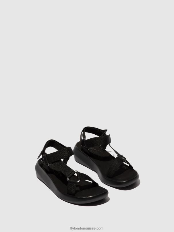 860NR581 sandales à bride en T brek840 Fly London noir femmes