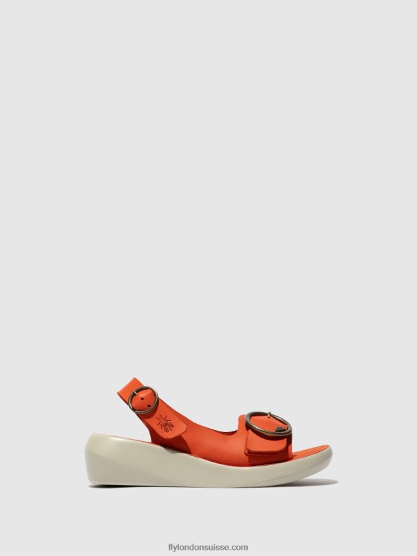 860NR585 sandales à bride arrière berk754 Fly London corail femmes