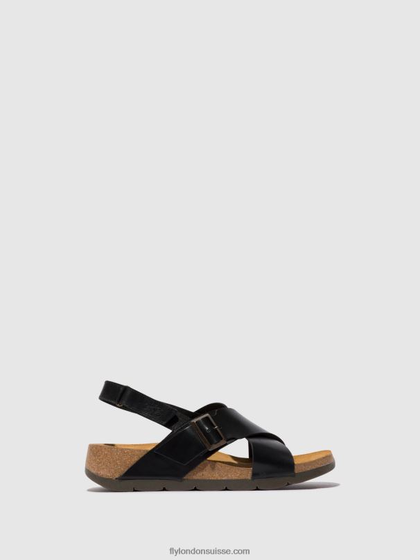 860NR588 sandales croisées chlo852 Fly London noir femmes