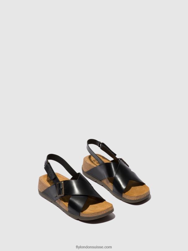 860NR588 sandales croisées chlo852 Fly London noir femmes