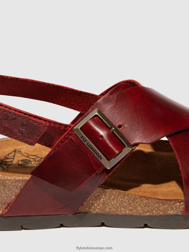 860NR589 sandales croisées chlo852 Fly London rouge femmes