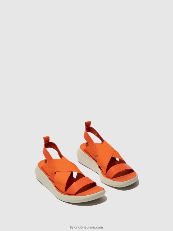 860NR590 sandales croisées baji848 Fly London corail femmes