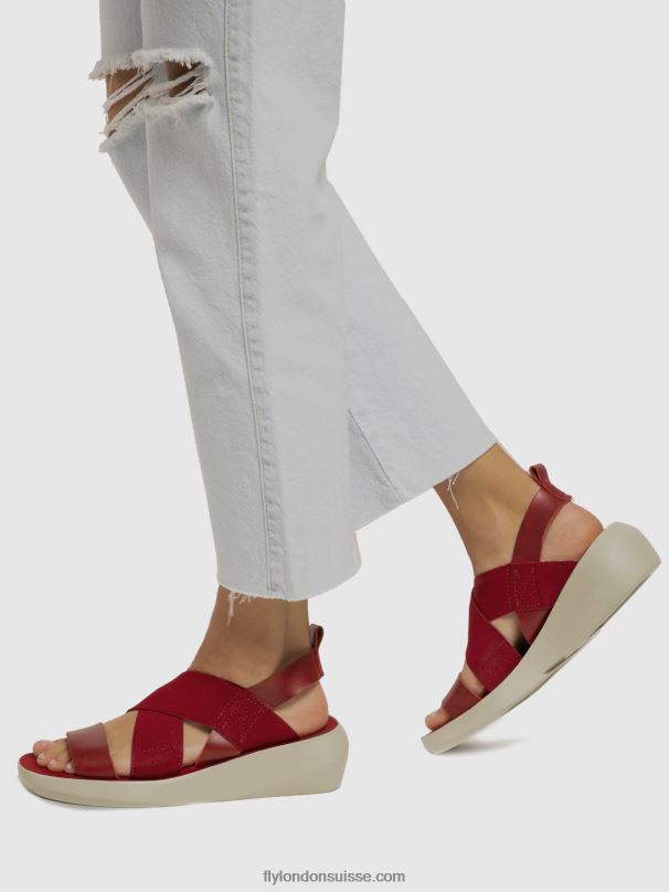 860NR591 sandales croisées baji848 Fly London rouge femmes