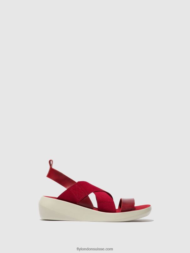 860NR591 sandales croisées baji848 Fly London rouge femmes