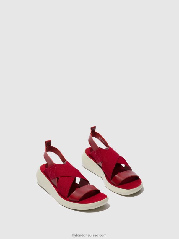 860NR591 sandales croisées baji848 Fly London rouge femmes