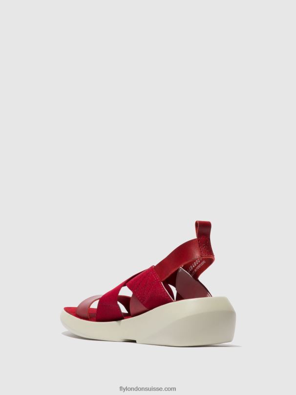 860NR591 sandales croisées baji848 Fly London rouge femmes