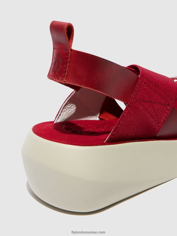 860NR591 sandales croisées baji848 Fly London rouge femmes