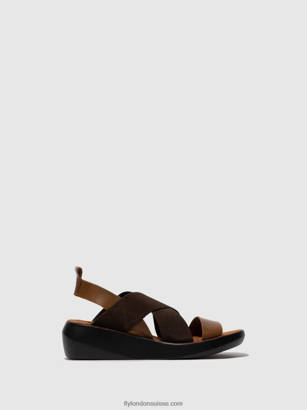 860NR594 sandales croisées baji848 Fly London chameau femmes