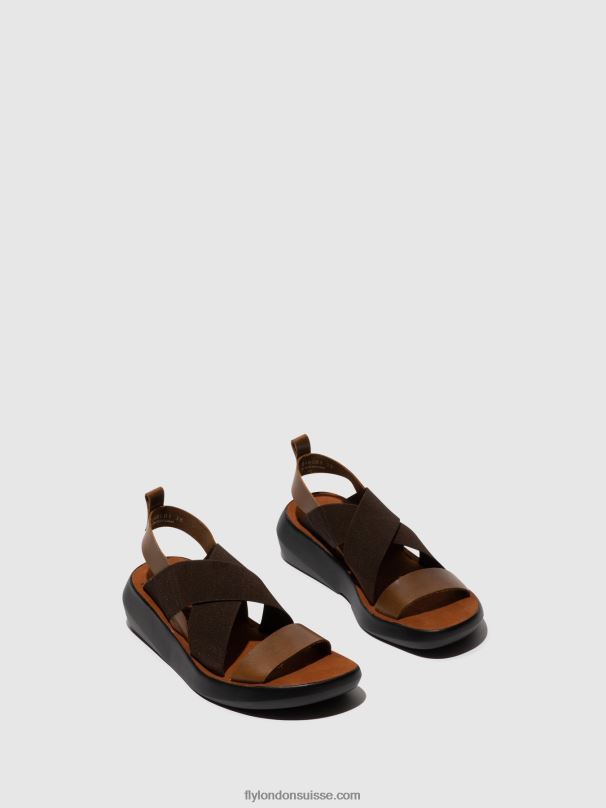 860NR594 sandales croisées baji848 Fly London chameau femmes