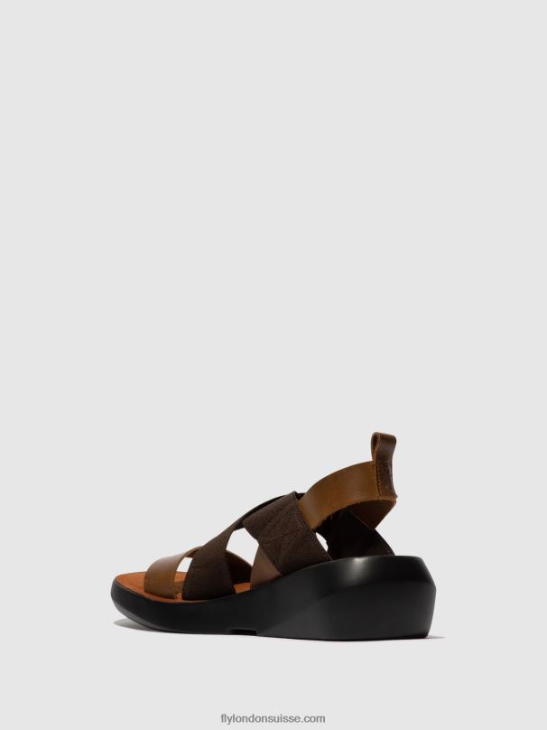 860NR594 sandales croisées baji848 Fly London chameau femmes
