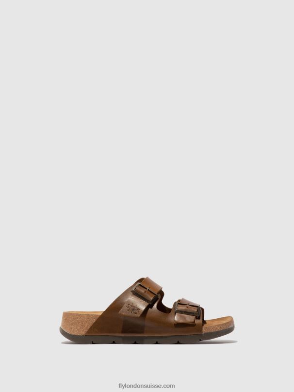 860NR595 sandales à boucle caja721 Fly London chameau femmes