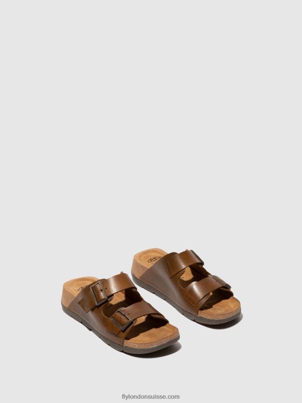 860NR595 sandales à boucle caja721 Fly London chameau femmes