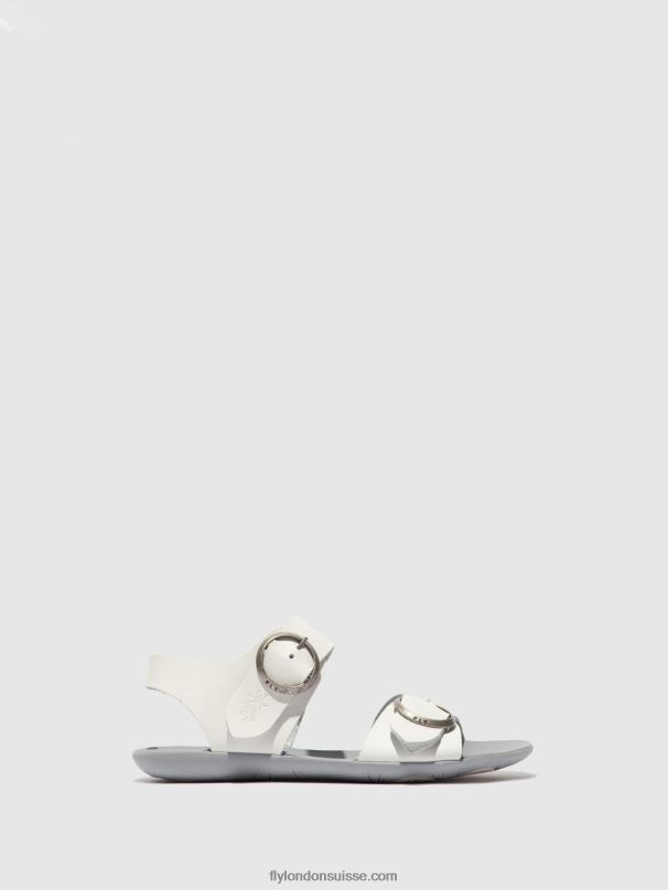 860NR596 sandales à boucle masa757 Fly London bride blanc cassé femmes