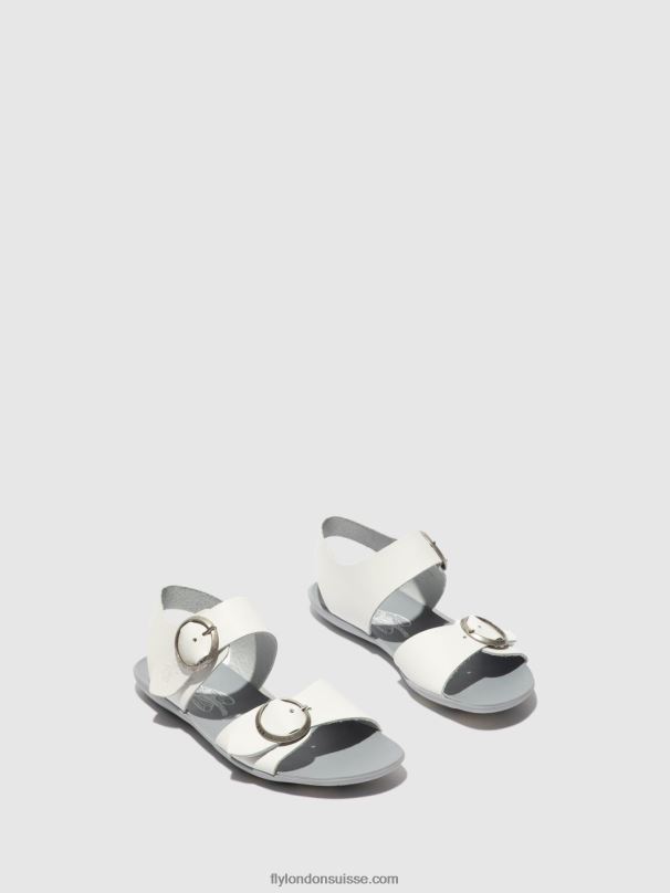 860NR596 sandales à boucle masa757 Fly London bride blanc cassé femmes