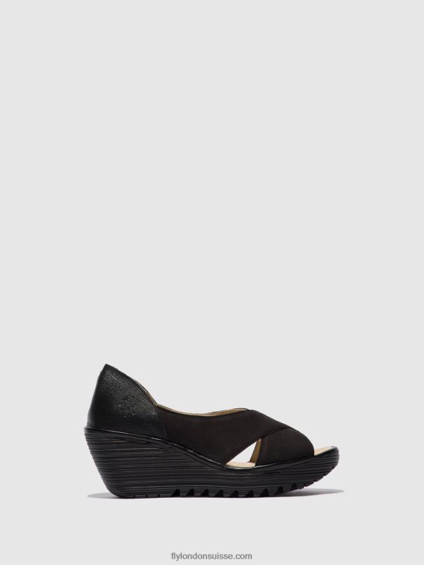 860NR597 sandales à bout ouvert yoma307 Fly London cupido/mousse noir femmes