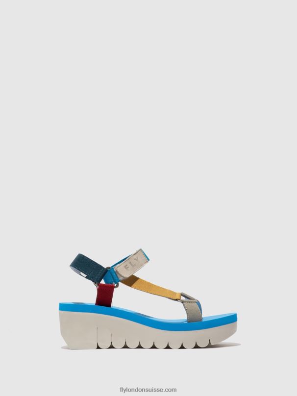 860NR598 sandales velcro yefa726 Fly London cupido multi (azur) femmes
