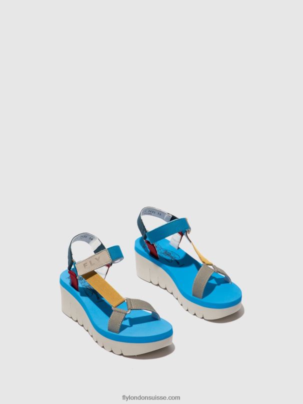 860NR598 sandales velcro yefa726 Fly London cupido multi (azur) femmes