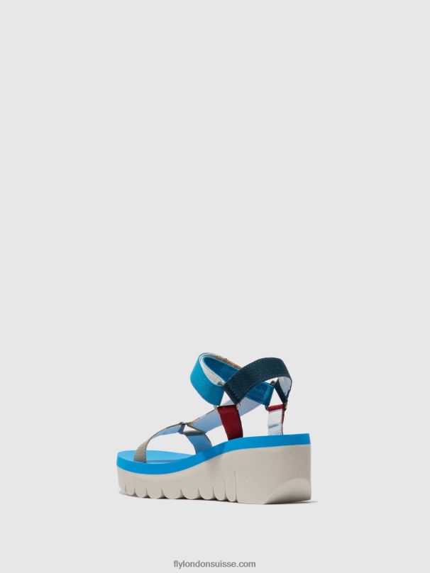 860NR598 sandales velcro yefa726 Fly London cupido multi (azur) femmes