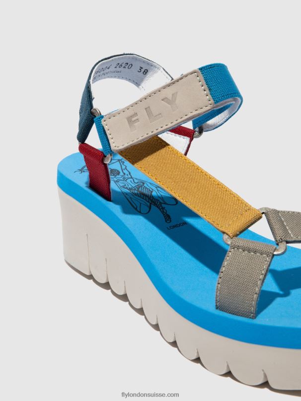 860NR598 sandales velcro yefa726 Fly London cupido multi (azur) femmes