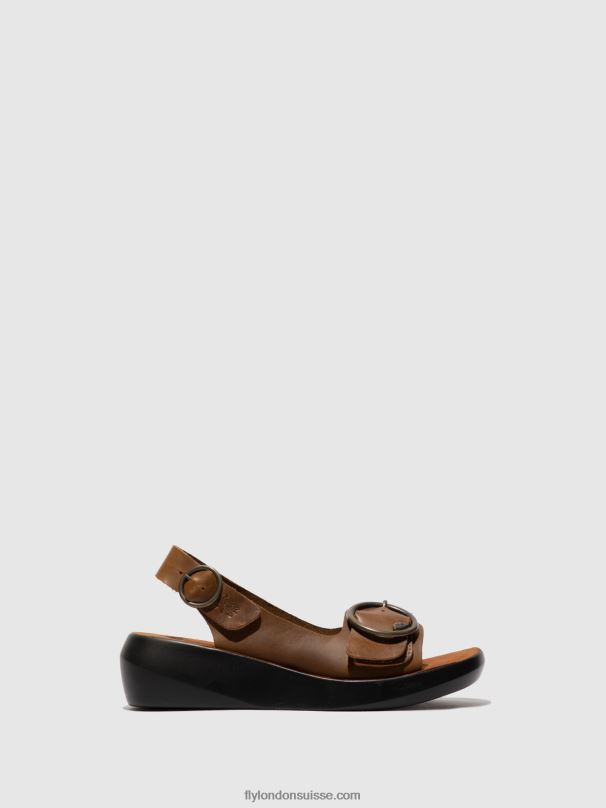 860NR602 sandales à bride arrière berk754 Fly London chameau de bride femmes