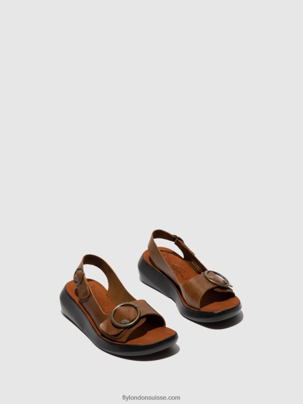 860NR602 sandales à bride arrière berk754 Fly London chameau de bride femmes