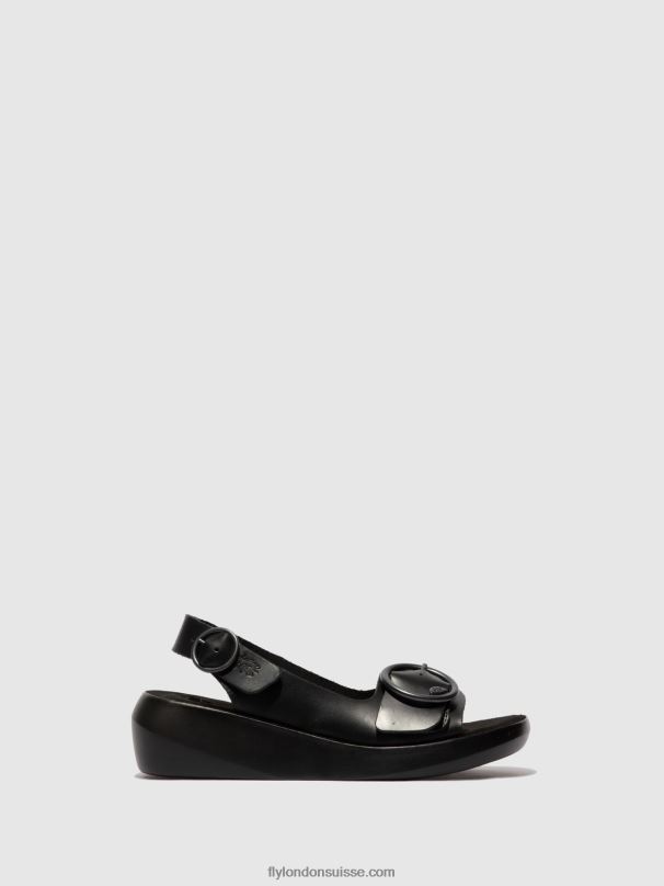 860NR603 sandales à bride arrière berk754 Fly London bride noire femmes