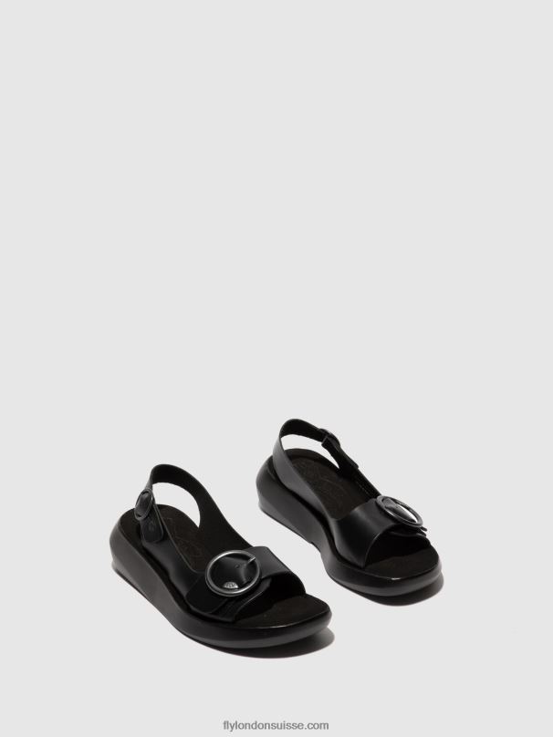 860NR603 sandales à bride arrière berk754 Fly London bride noire femmes
