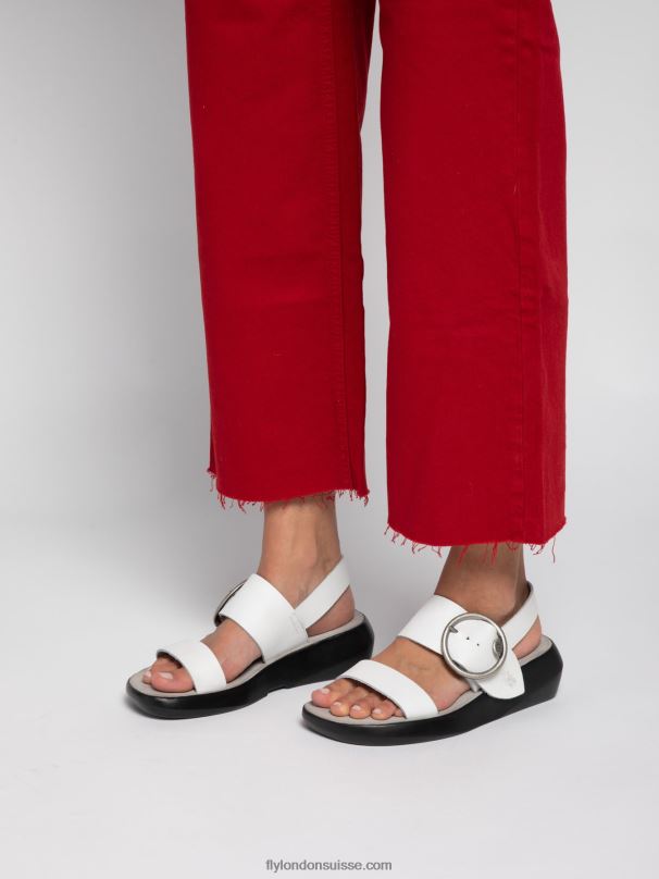 860NR604 sandales à boucle bani739 Fly London brooklyn blanc cassé femmes