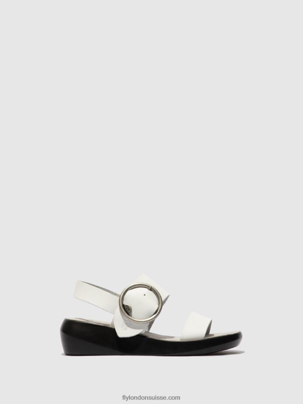 860NR604 sandales à boucle bani739 Fly London brooklyn blanc cassé femmes
