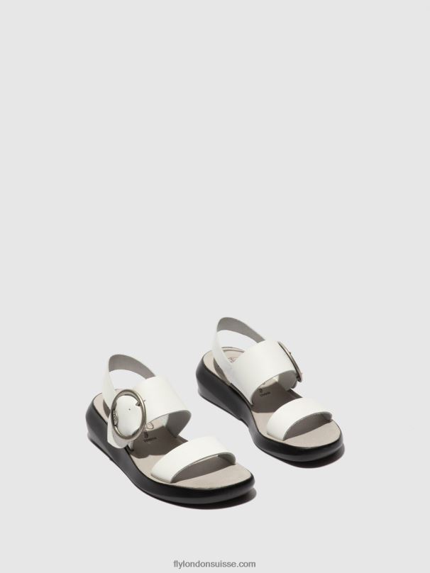 860NR604 sandales à boucle bani739 Fly London brooklyn blanc cassé femmes