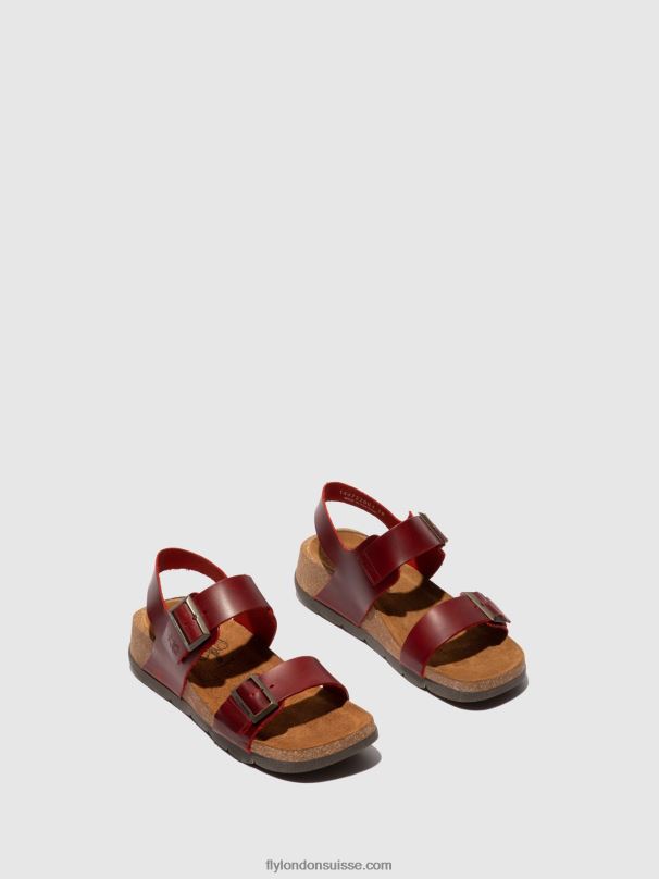 860NR606 sandales à boucle ceke722 Fly London bride rouge femmes