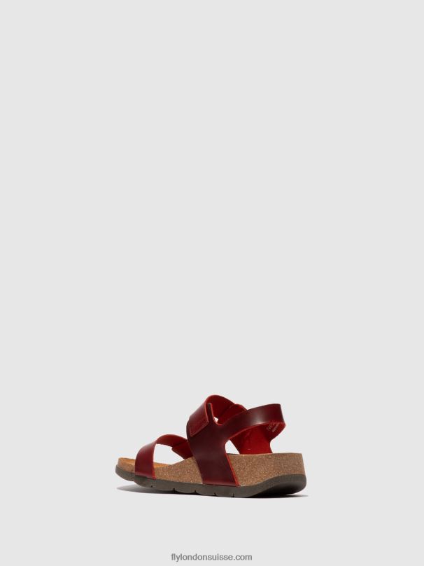 860NR606 sandales à boucle ceke722 Fly London bride rouge femmes