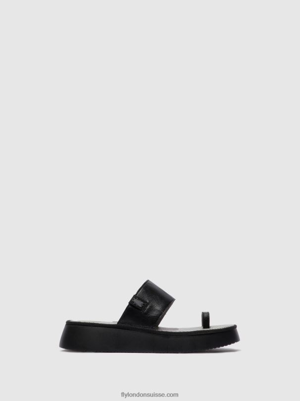 860NR607 sandales à lanières chev316 Fly London mousse noire femmes
