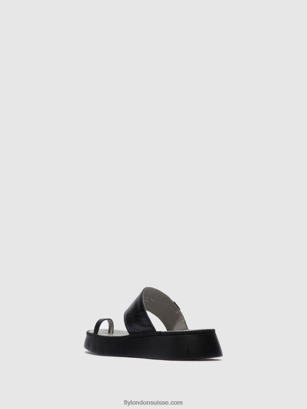 860NR607 sandales à lanières chev316 Fly London mousse noire femmes
