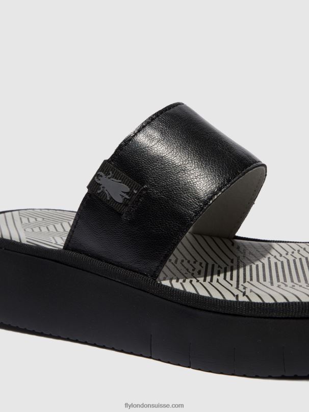 860NR607 sandales à lanières chev316 Fly London mousse noire femmes