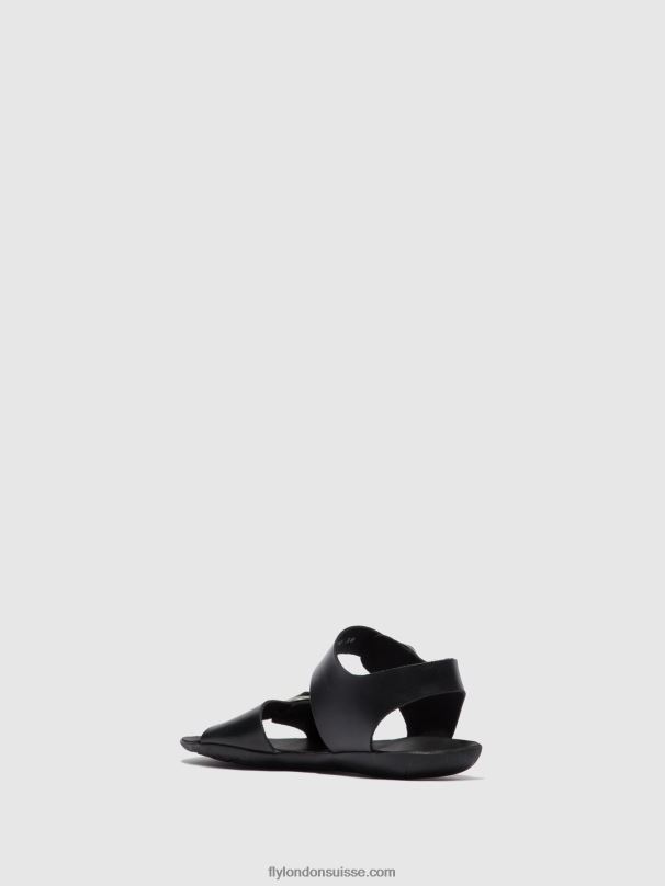 860NR608 sandales à boucle masa757 Fly London bride noire femmes