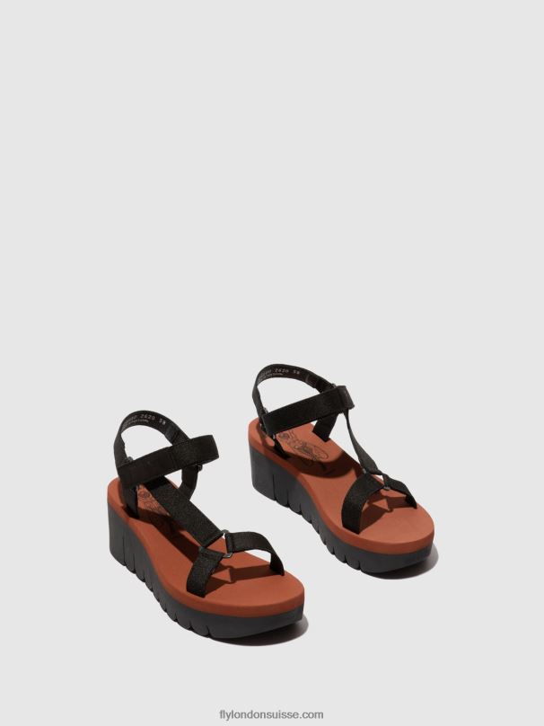 860NR609 sandales velcro yefa726 Fly London cupido noir (brique) femmes