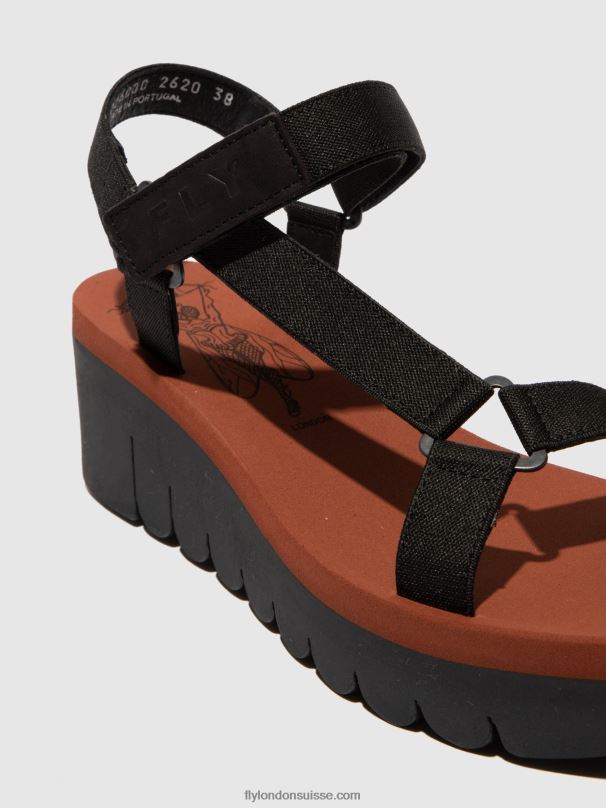 860NR609 sandales velcro yefa726 Fly London cupido noir (brique) femmes