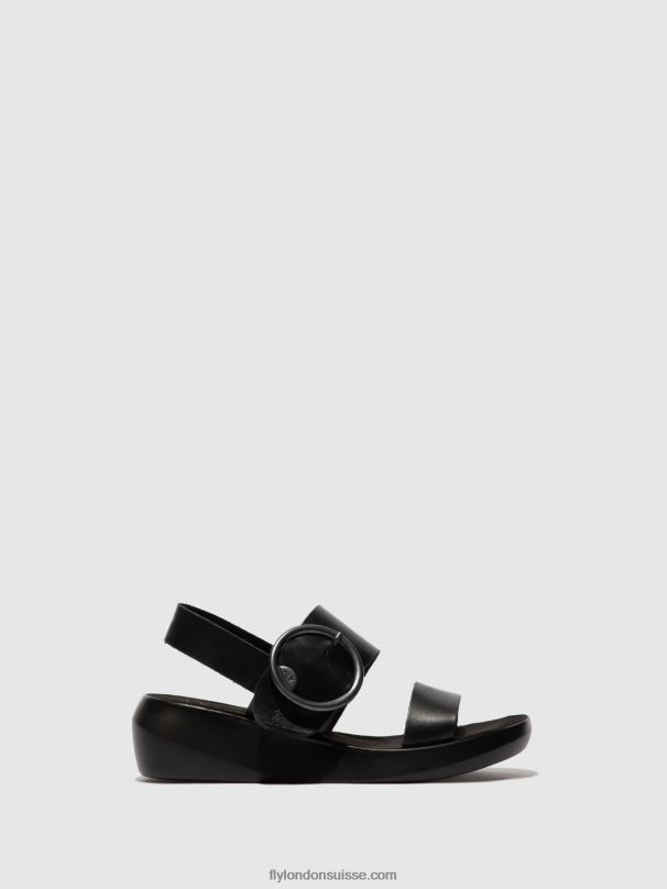 860NR611 sandales à boucle bani739 Fly London bride noire femmes