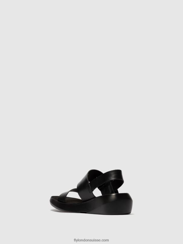 860NR611 sandales à boucle bani739 Fly London bride noire femmes