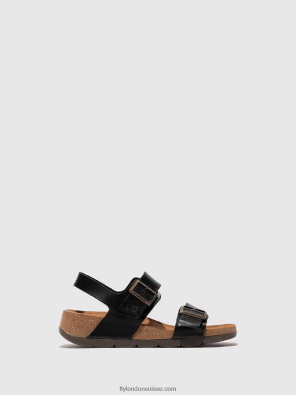 860NR612 sandales à boucle ceke722 Fly London bride noire femmes