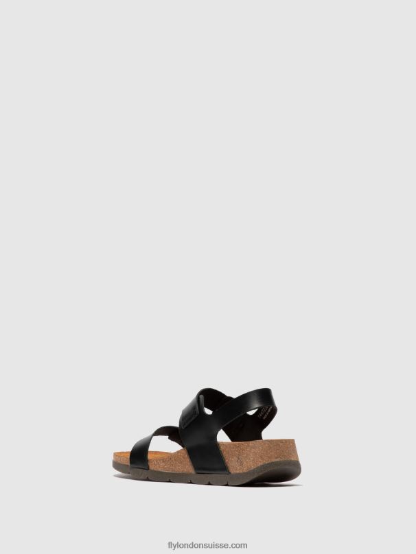 860NR612 sandales à boucle ceke722 Fly London bride noire femmes