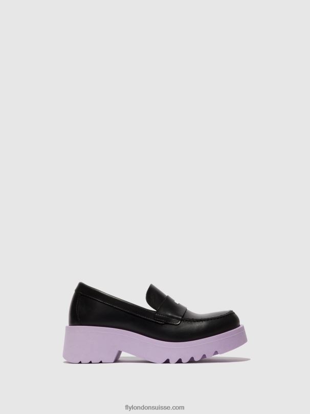 860NR651 chaussures mocassins moat948 Fly London noir (semelle violette) femmes