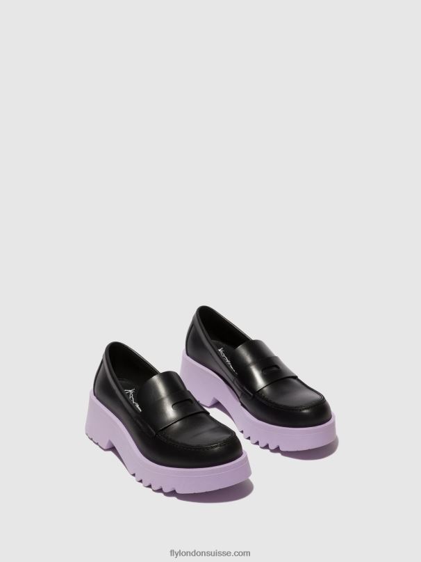 860NR651 chaussures mocassins moat948 Fly London noir (semelle violette) femmes