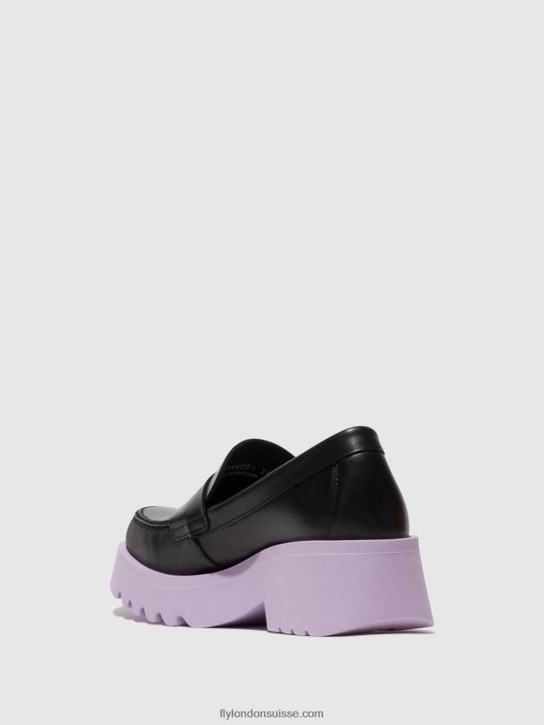 860NR651 chaussures mocassins moat948 Fly London noir (semelle violette) femmes