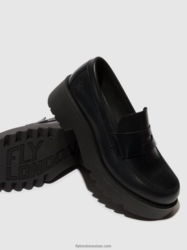 860NR653 chaussures mocassins moat948 Fly London noir (semelle noire) femmes