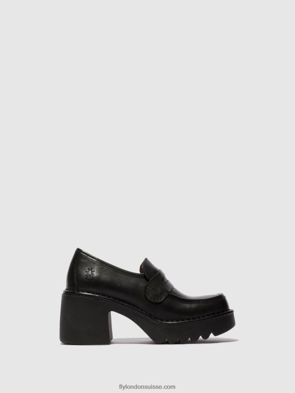 860NR676 chaussures mocassins muly252 Fly London noir femmes